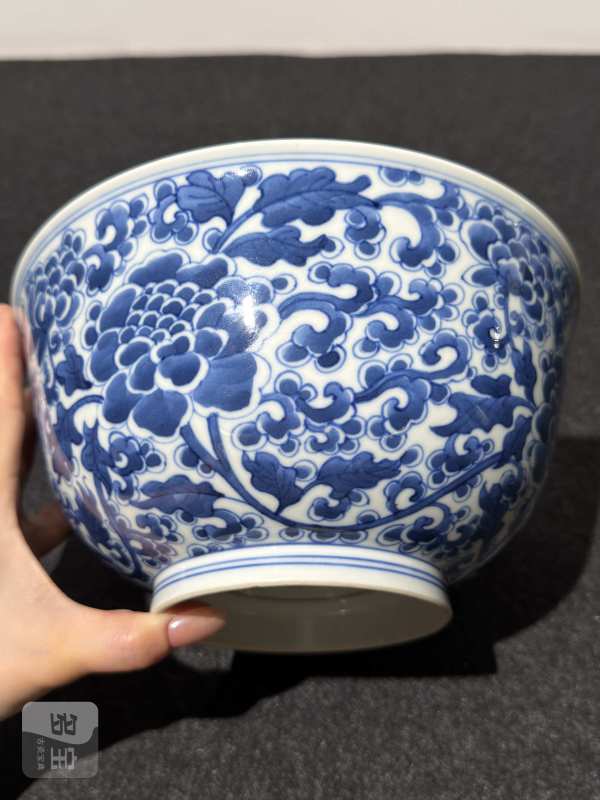 清康熙 青花缠枝牡丹纹碗 - 图5
